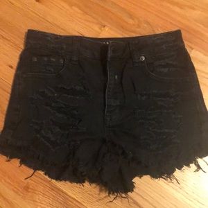 High rise denim shorts